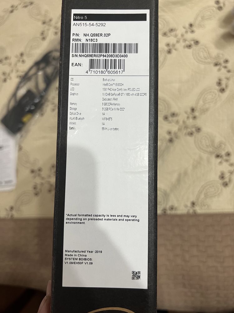 На запчасть ноутбук Acer nitro 5 AN515-54