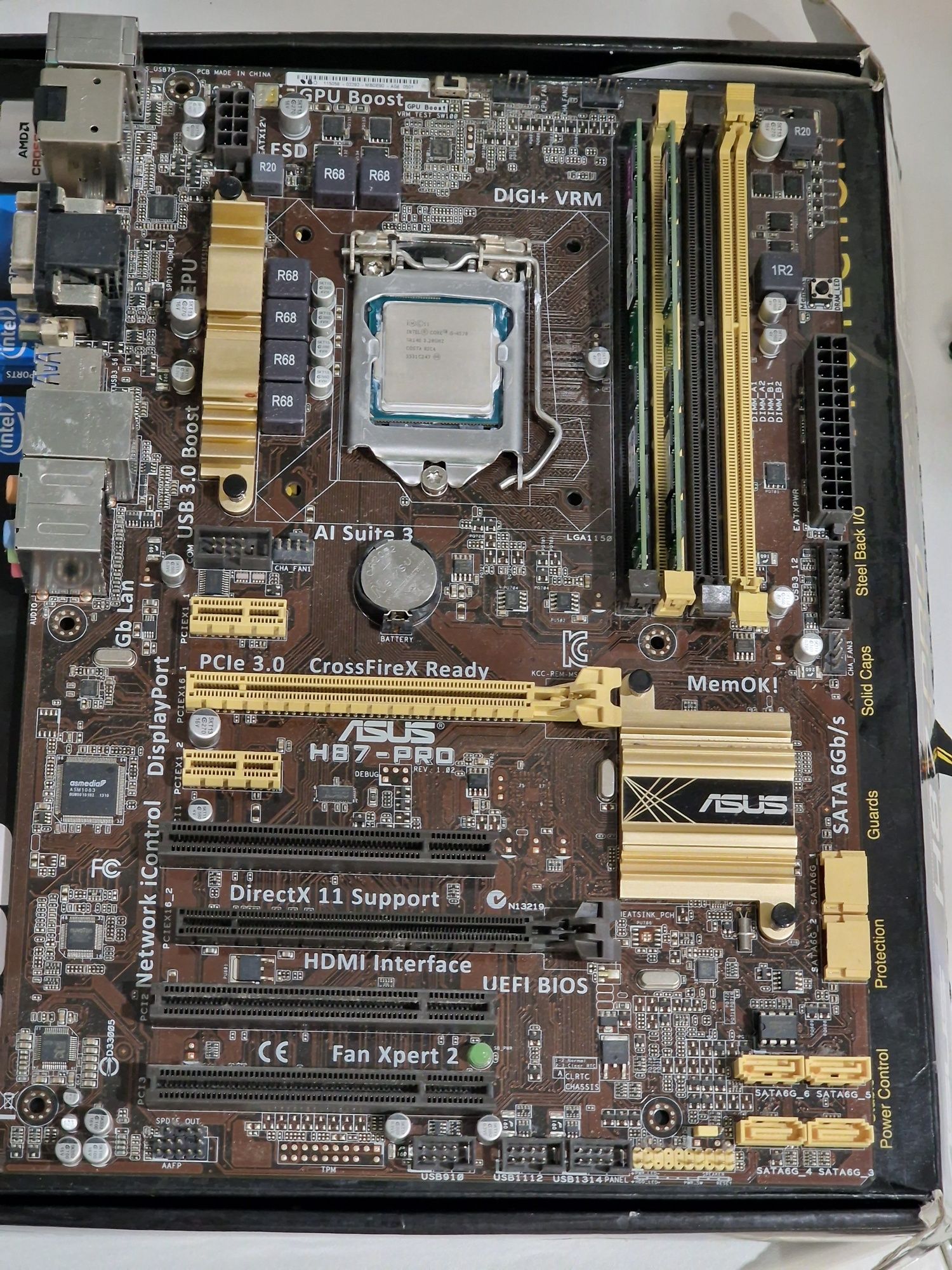 Продам в сборе, Asus H87 Pro 1150 + i5 4570 , 8 gb ram 1600Mhz,