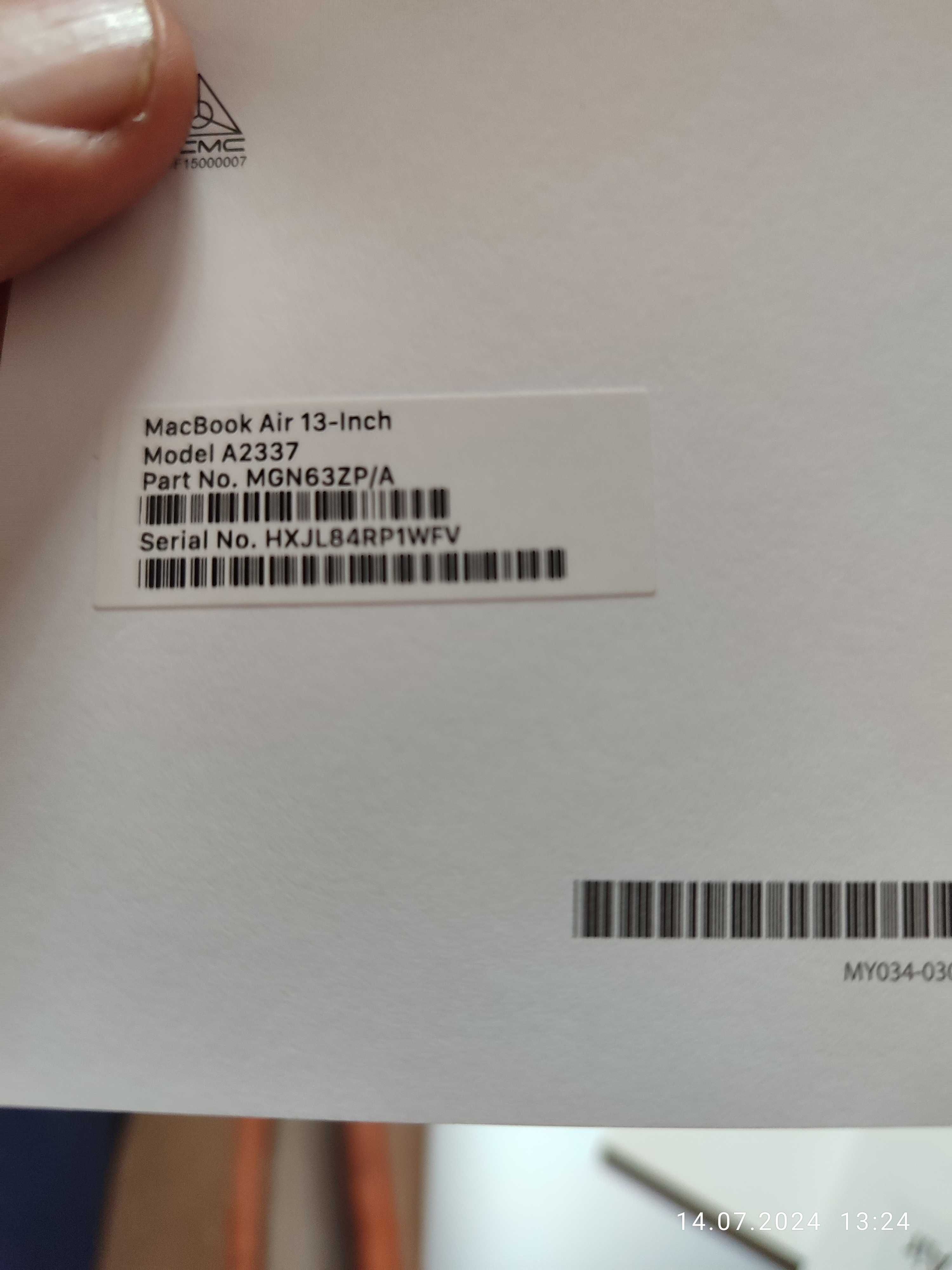 Ноутбук MacBook Air  13- Inch модель А2337 EMC 3598