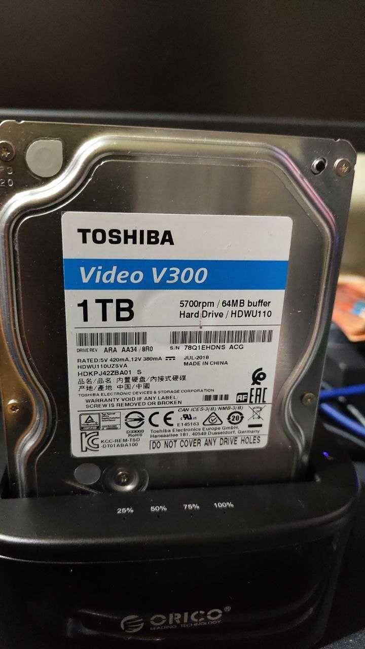 HDD Жесткий диск 1ТБ VIDEO 100% для камер видеонаблюдения