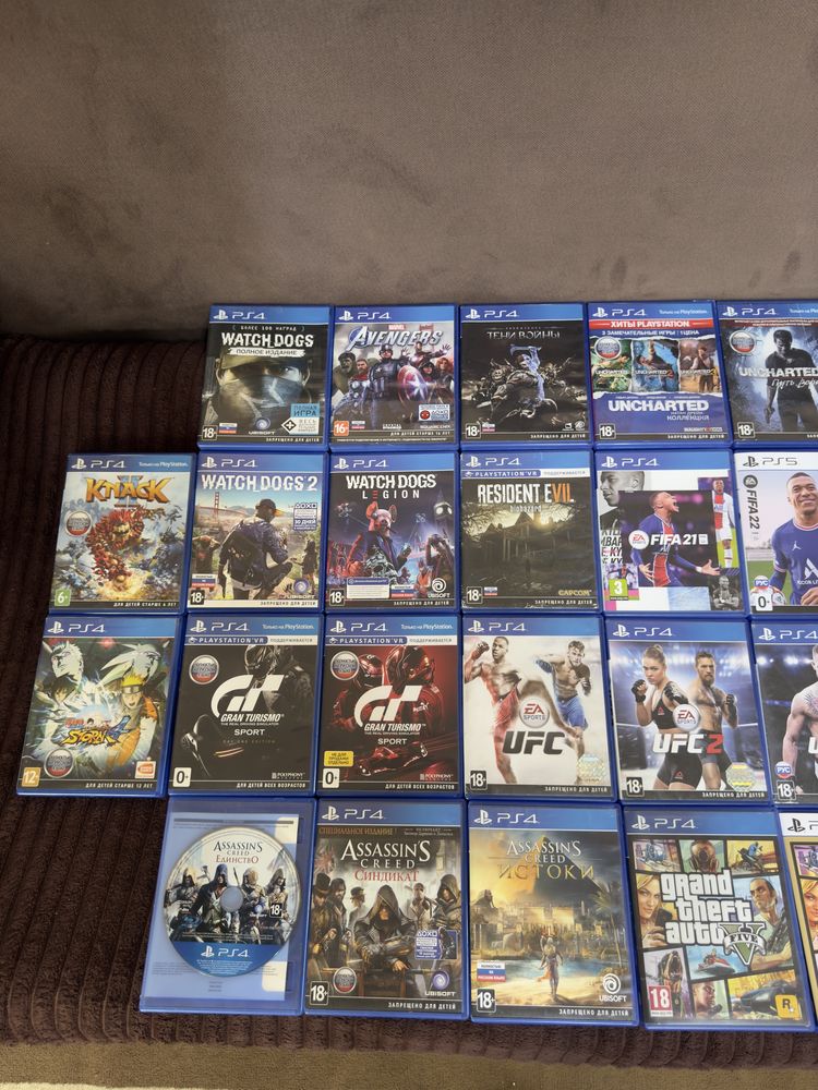 Игры на дисках Playstation 4 ps 5 пс Ufc 3 Fifa23 Gta V человек паук