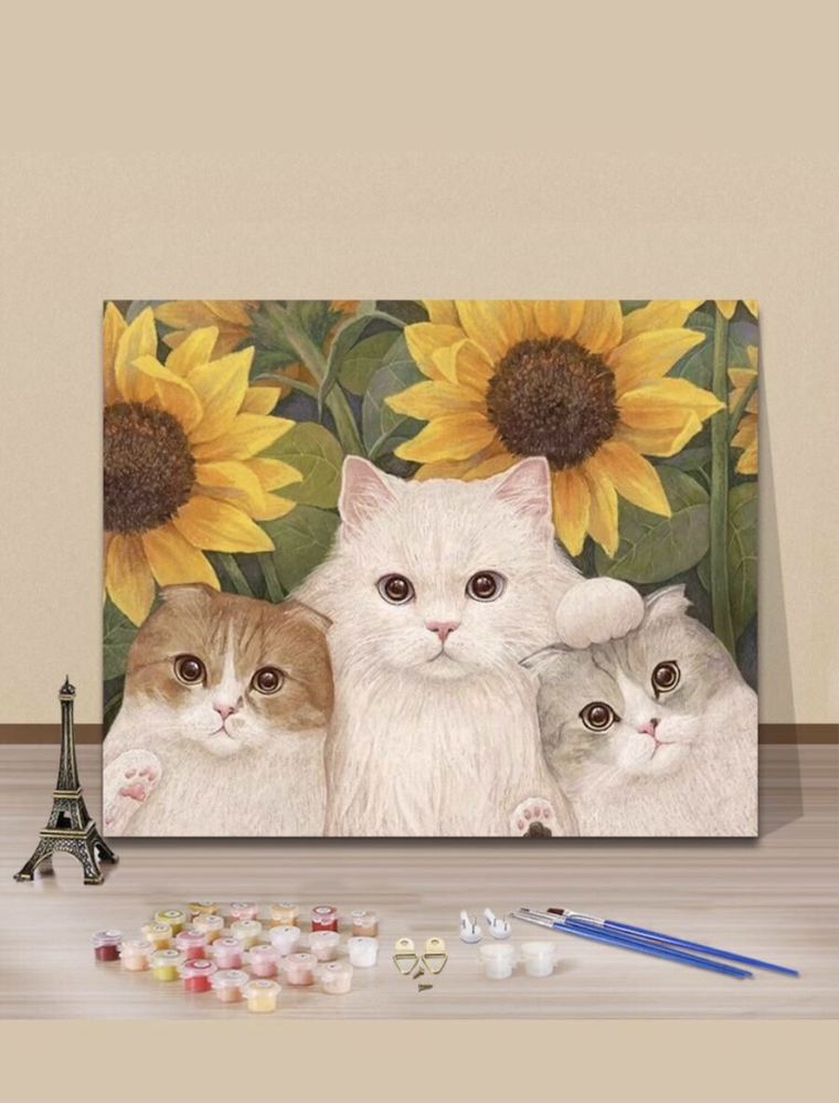 Картина по номерам с котятами,размер 50x40см,
