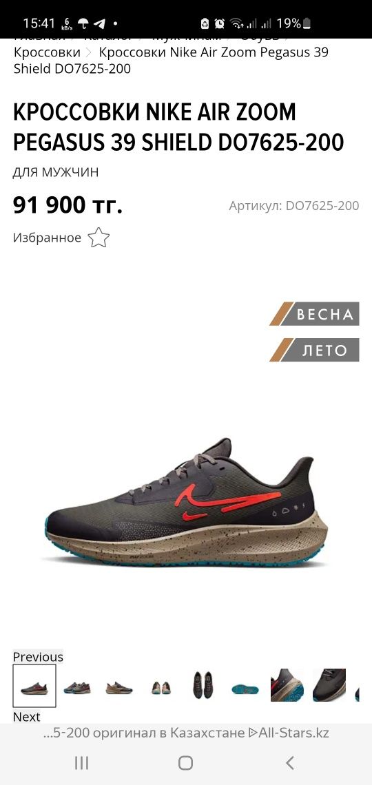 Кроссовки Nike  pegasus 39 shield