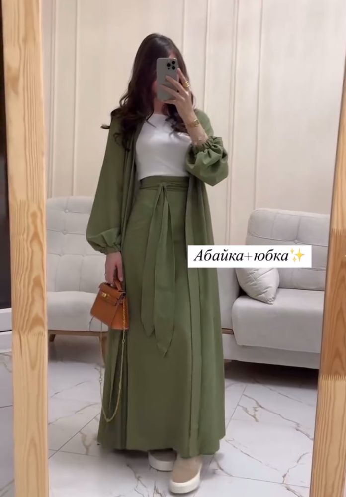 Льняная двойка абайка+юбка