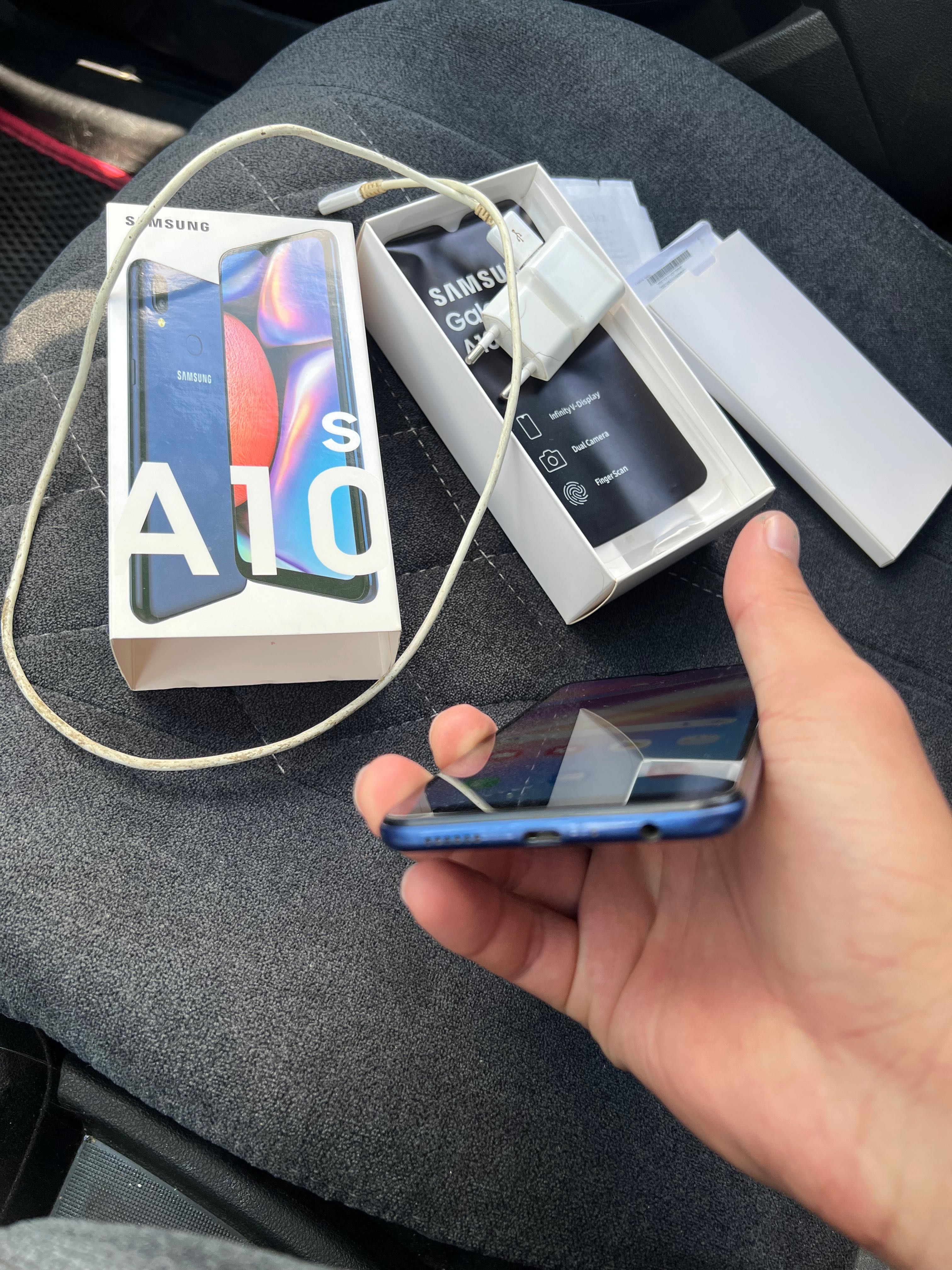 Samsung A10s полный оригинал таза телефон каробка зарядкачы бяры бар