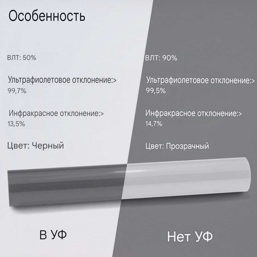 Фотохромная плёнка для фар с эффектом авто затемнения День, ночь
