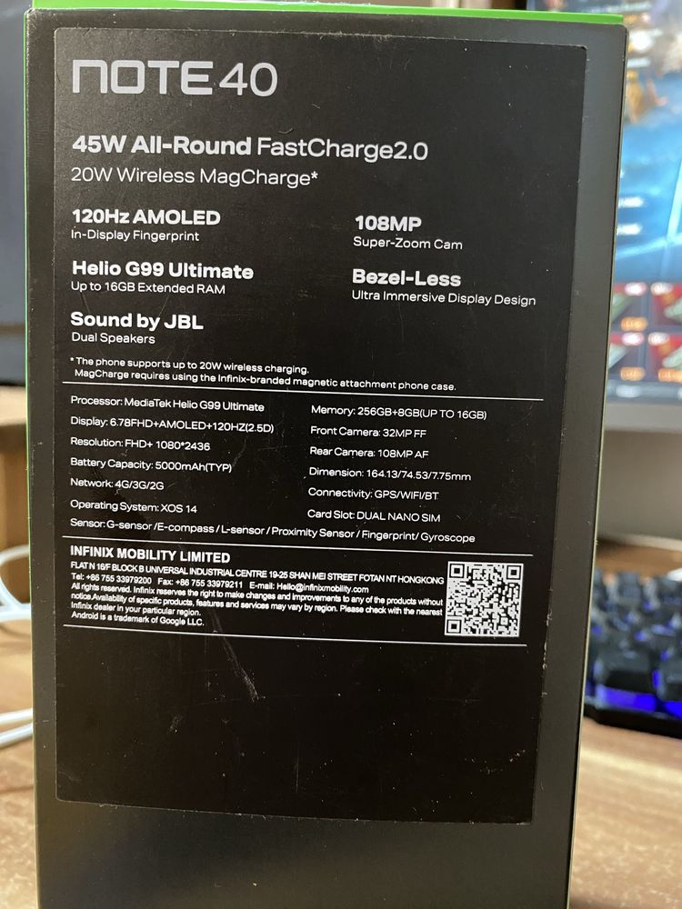 Infinix note 40 продается полный комплект