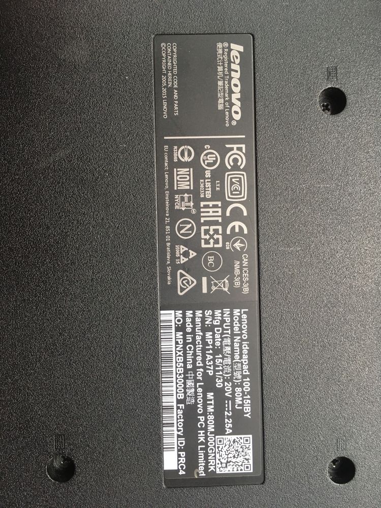 Ноутбук Lenovo ideapad 100-15IBY