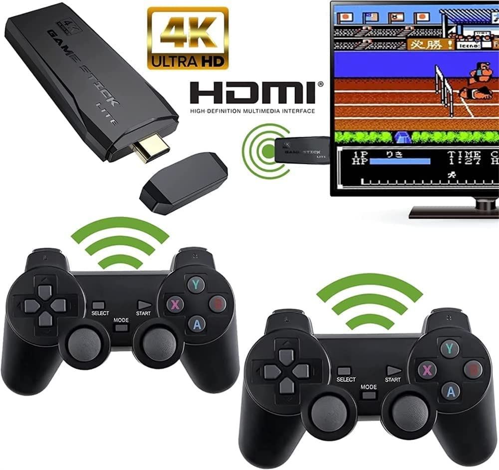 Игровая приставка Game stick 4k + 10000 игр + 2 беспроводных джойстика