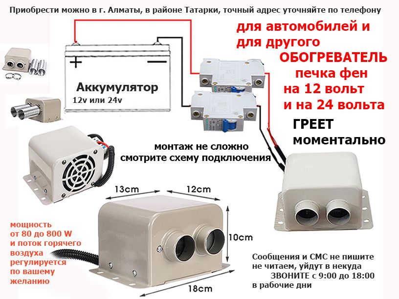 доп. Обогреватель для машины в салон на легковые и грузовые АВТО-ПЕЧКА