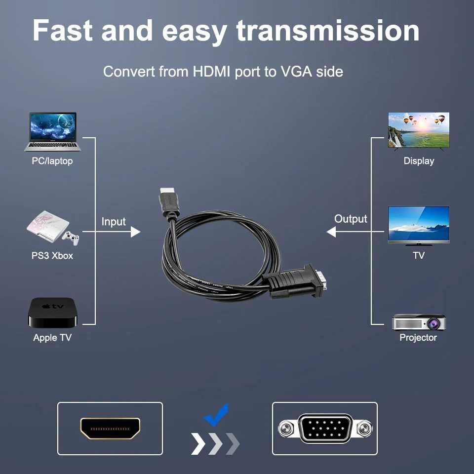 кабель HDMI-VGA /для соединения старых мониторов /