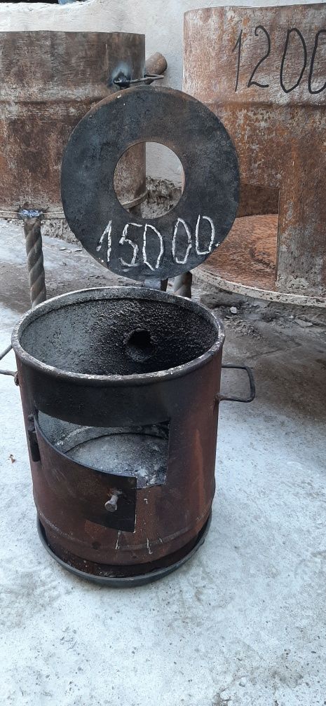 7000 СинийОчаг большой из 200 л. Бочки Летний душ7.дрова в мешка