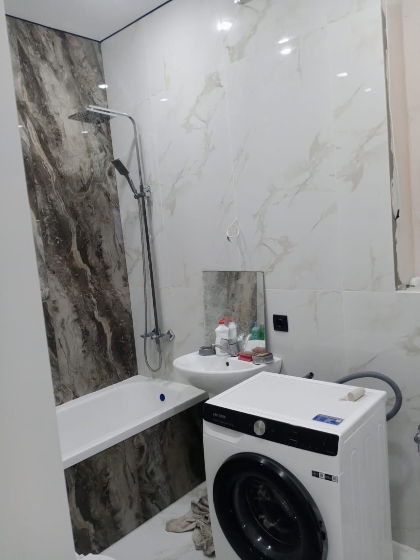 Укладка плитки, кафеля, керамагранит, вырезка углов под 45°