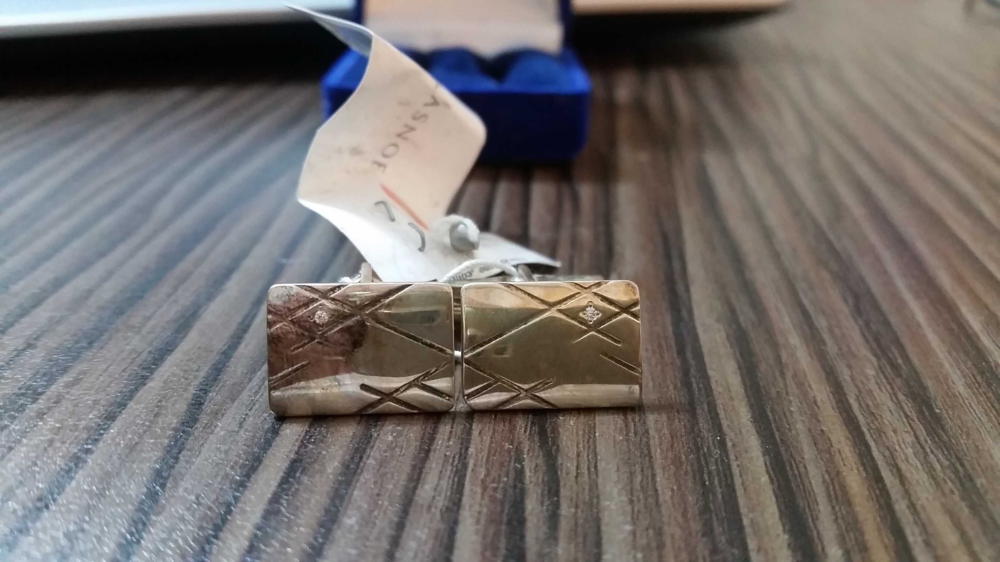 Запонки серебро новые