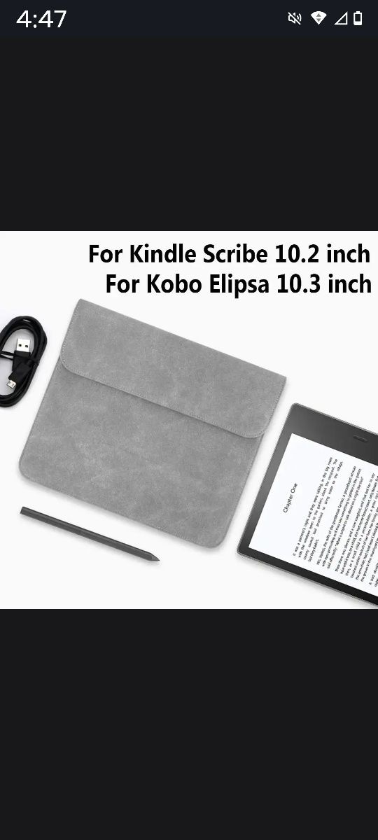 Кожаный чехол для Kindle Scribe замша на магните Подойдет все 10 дюйма