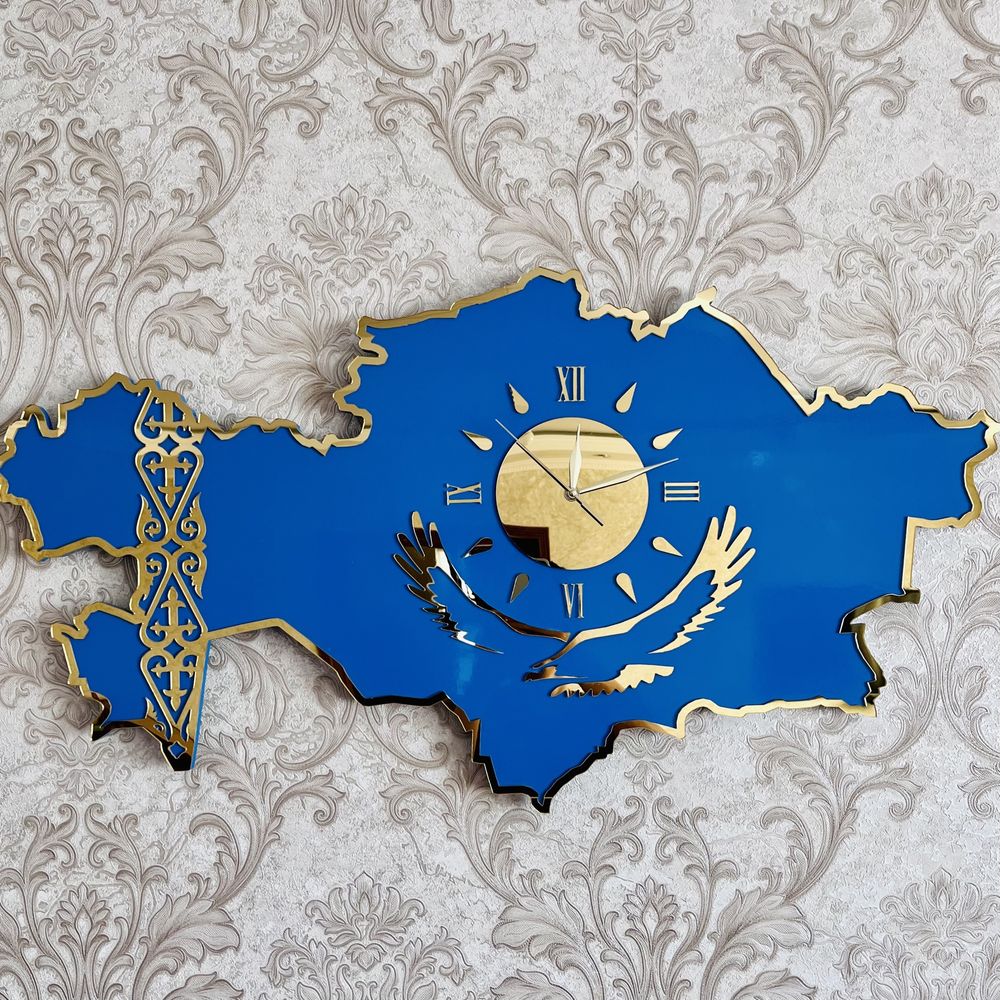 Часы карта Казахстана, настенные часы