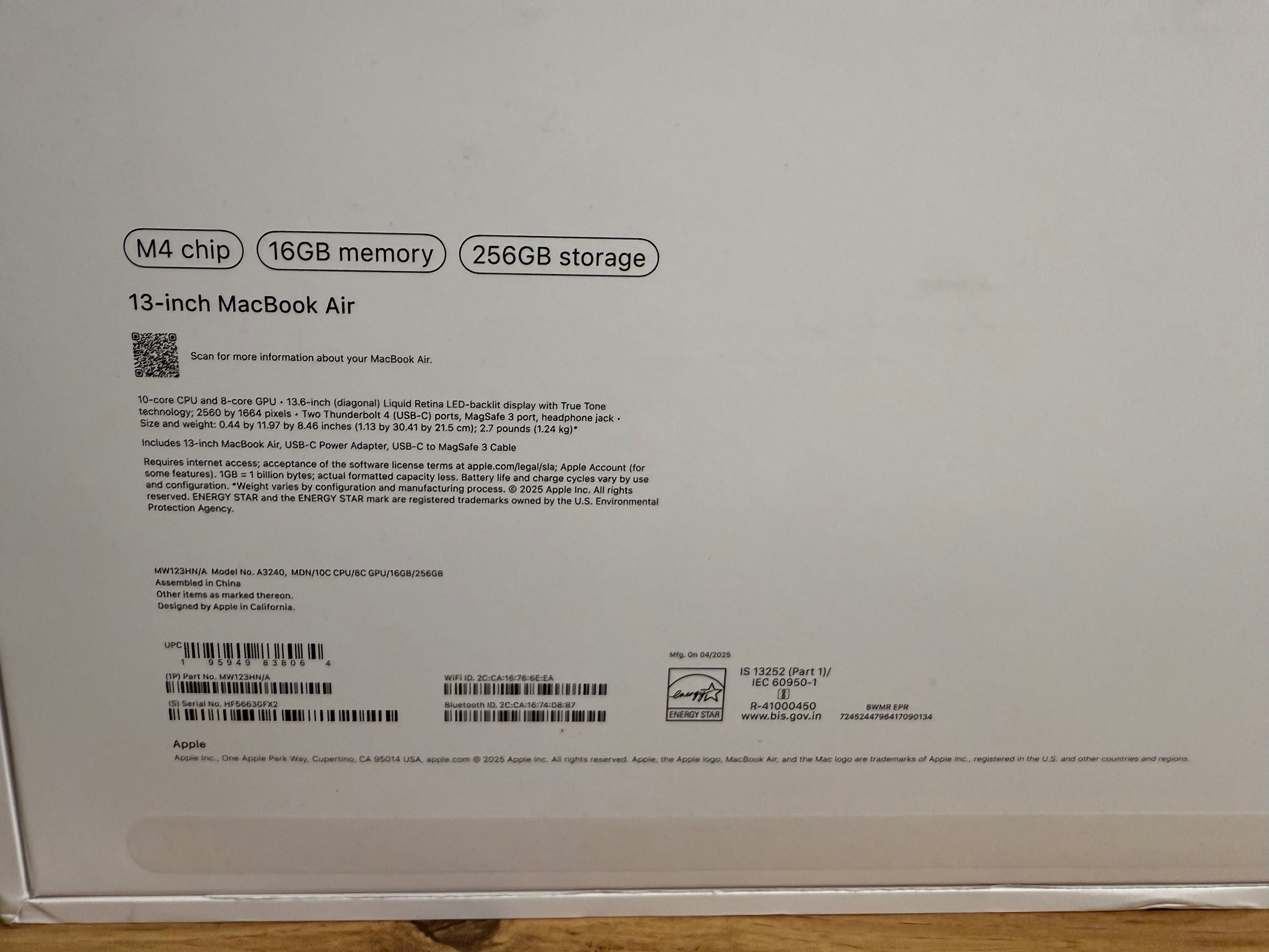 MacBook Air M4 16/256GB Midnight
