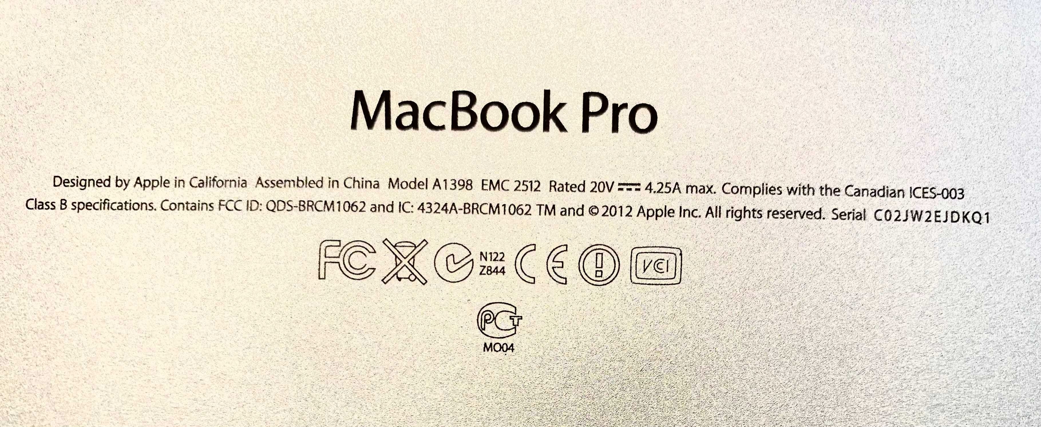 Продам б/у MacBook Pro 15, середина 2012