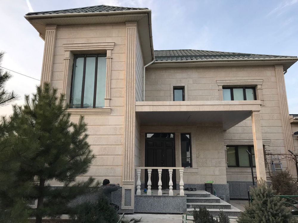 Травертин 1 слой 4500 тенге , 2 слой 8500 тенге