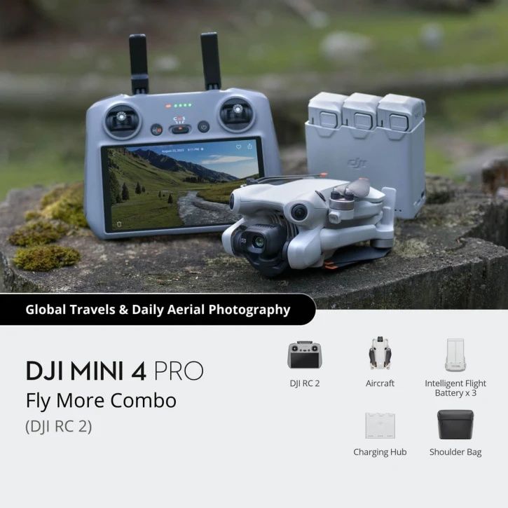 Дрон квадрокоптер DJI Mini 4 pro fly more combo PLUS RC2