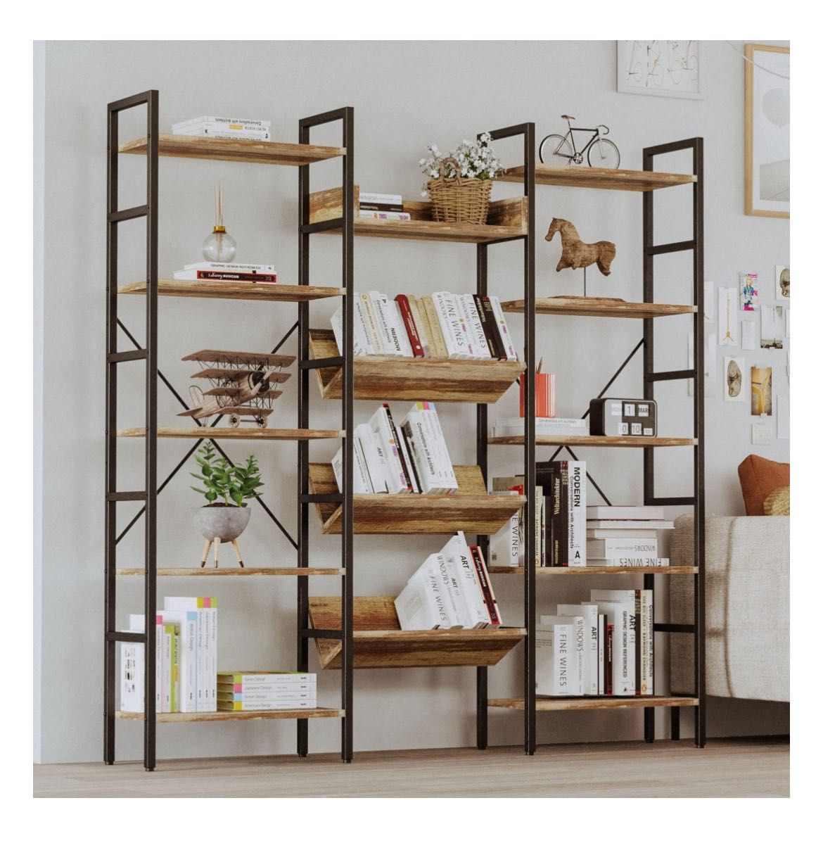 Стеллаж напольный 185x30x188.5 см, коричневый полка книжный