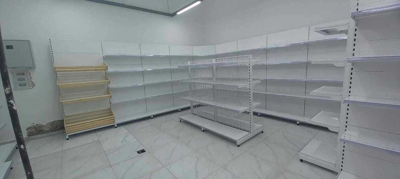 Стелажи островные торговые пристенные стелажи витрины любой сложности