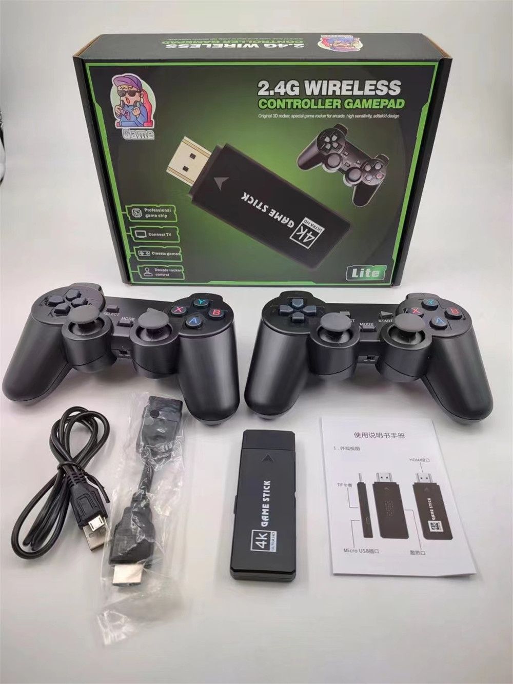 Игровая приставка Game stick 4k + 10000 игр + 2 беспроводных джойстика