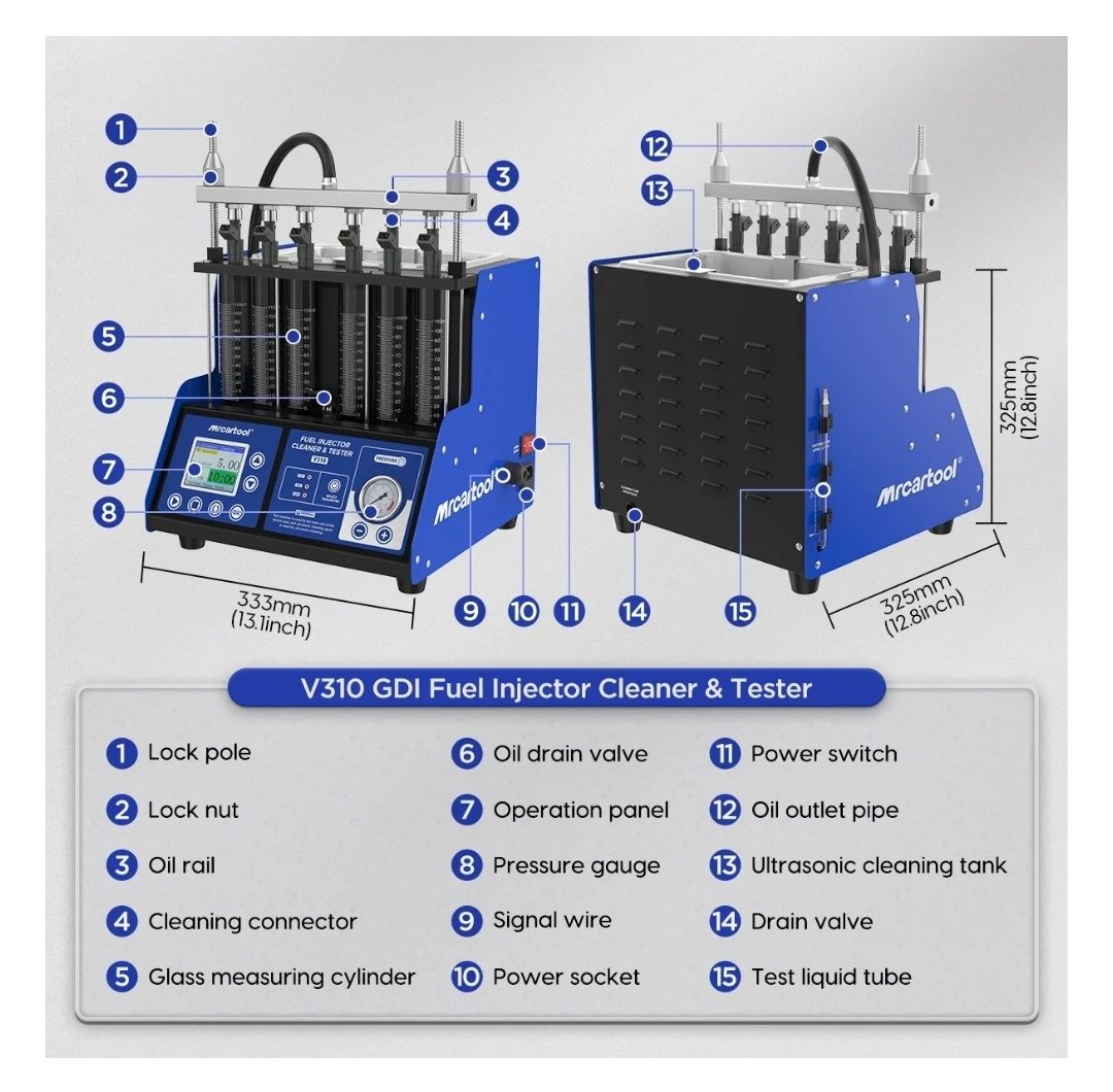 Аппарат для чистки форсунок MRCARTOOL V310 GDI, MPI, Piezo,