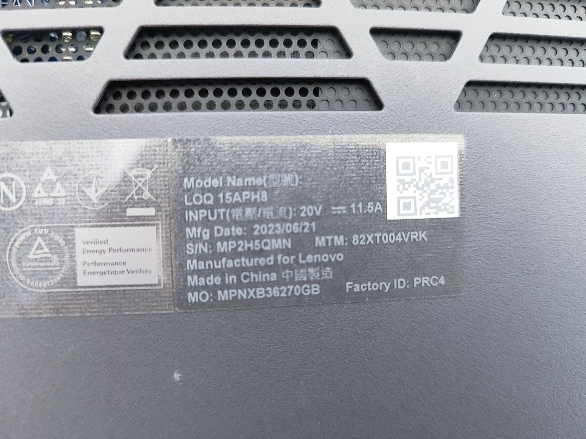 Игровой ноутбук Lenovo LOQ RTX 4060
