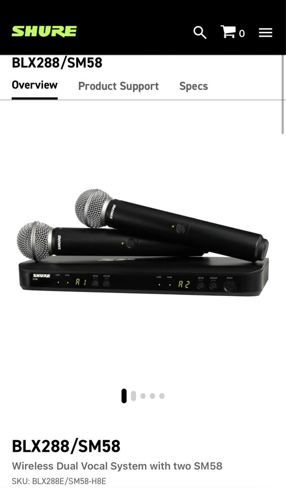 Беспроводная вокальная система wireless dual vocal system BLX288/SM58