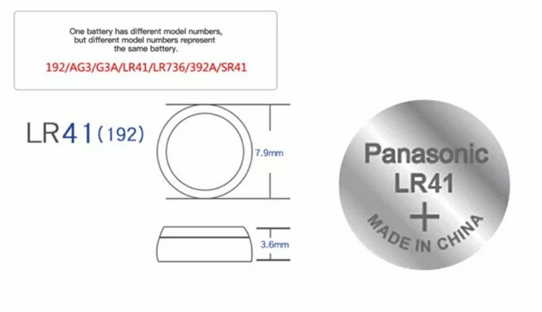 Батарейки Panasonic 10 шт LR41, SR41, 192, AG3, G3A, 92A, L736