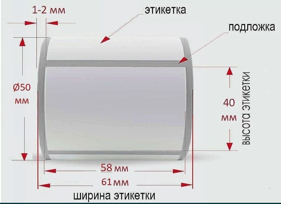 Термоэтикетки 58 х 40 мм, 6 шт