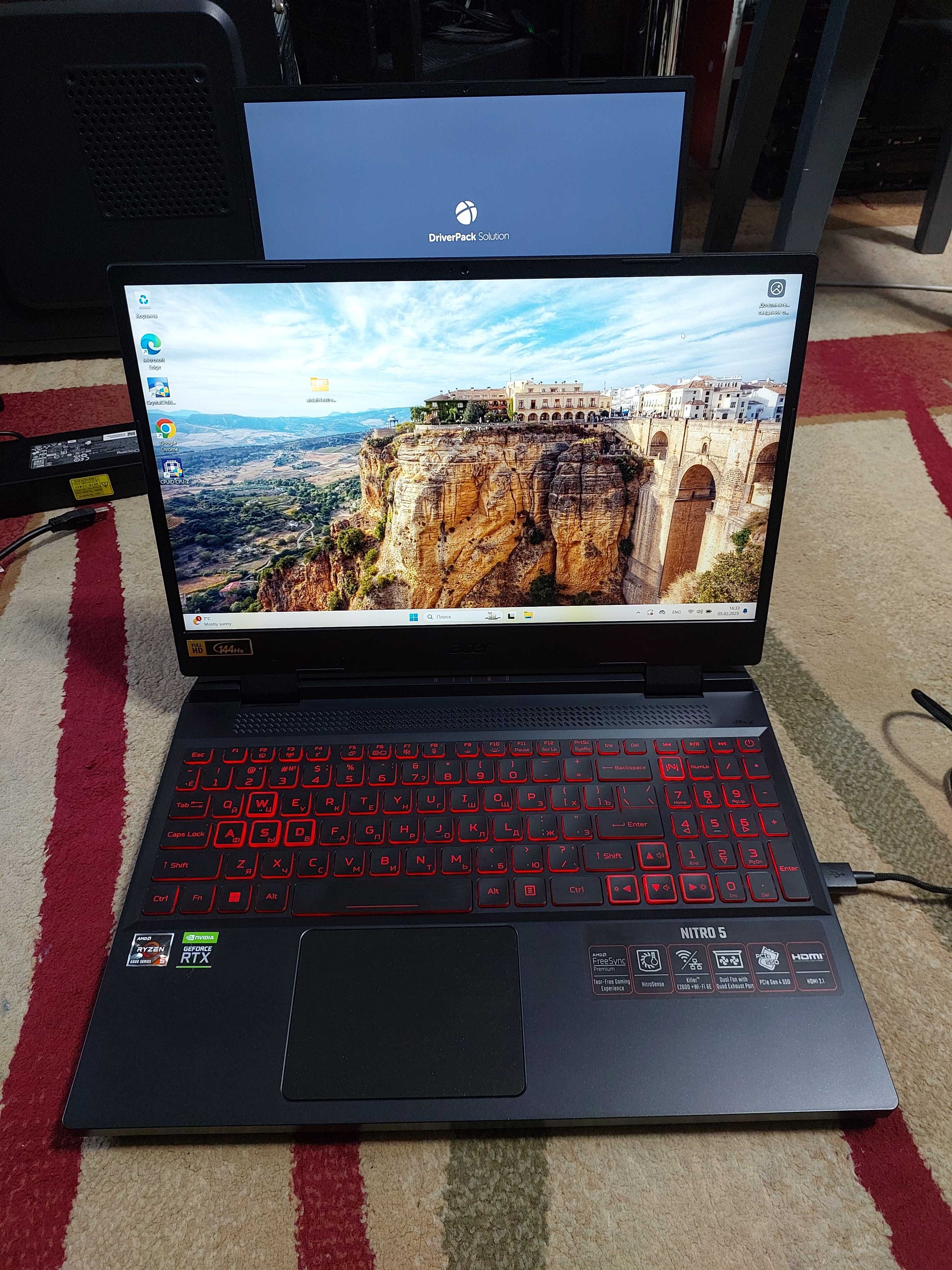 Мощный игровой ноутбук Acer Nitro 5 Ryzen 5 6800h RTX3060 6gb