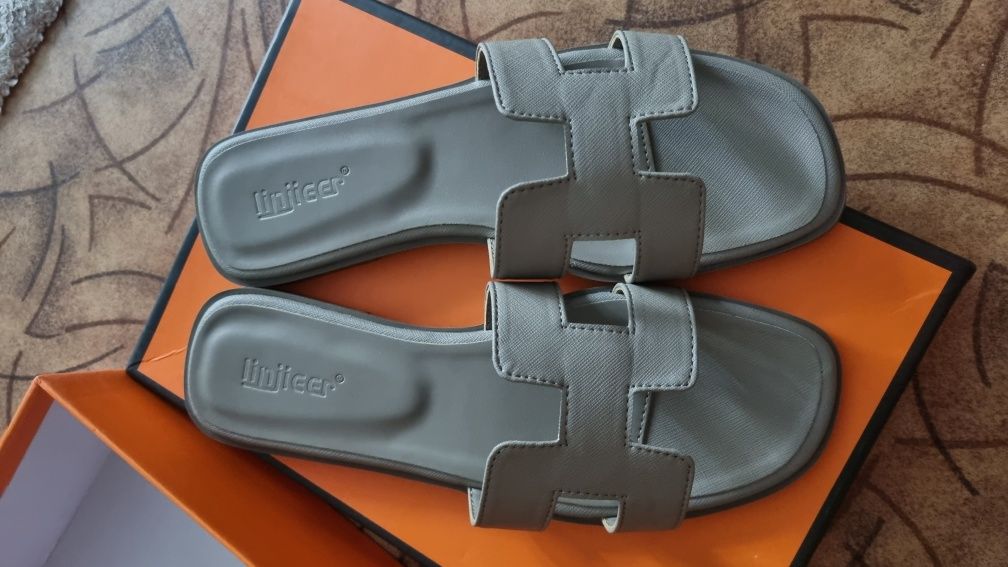 Шлепки под Hermes кожаные