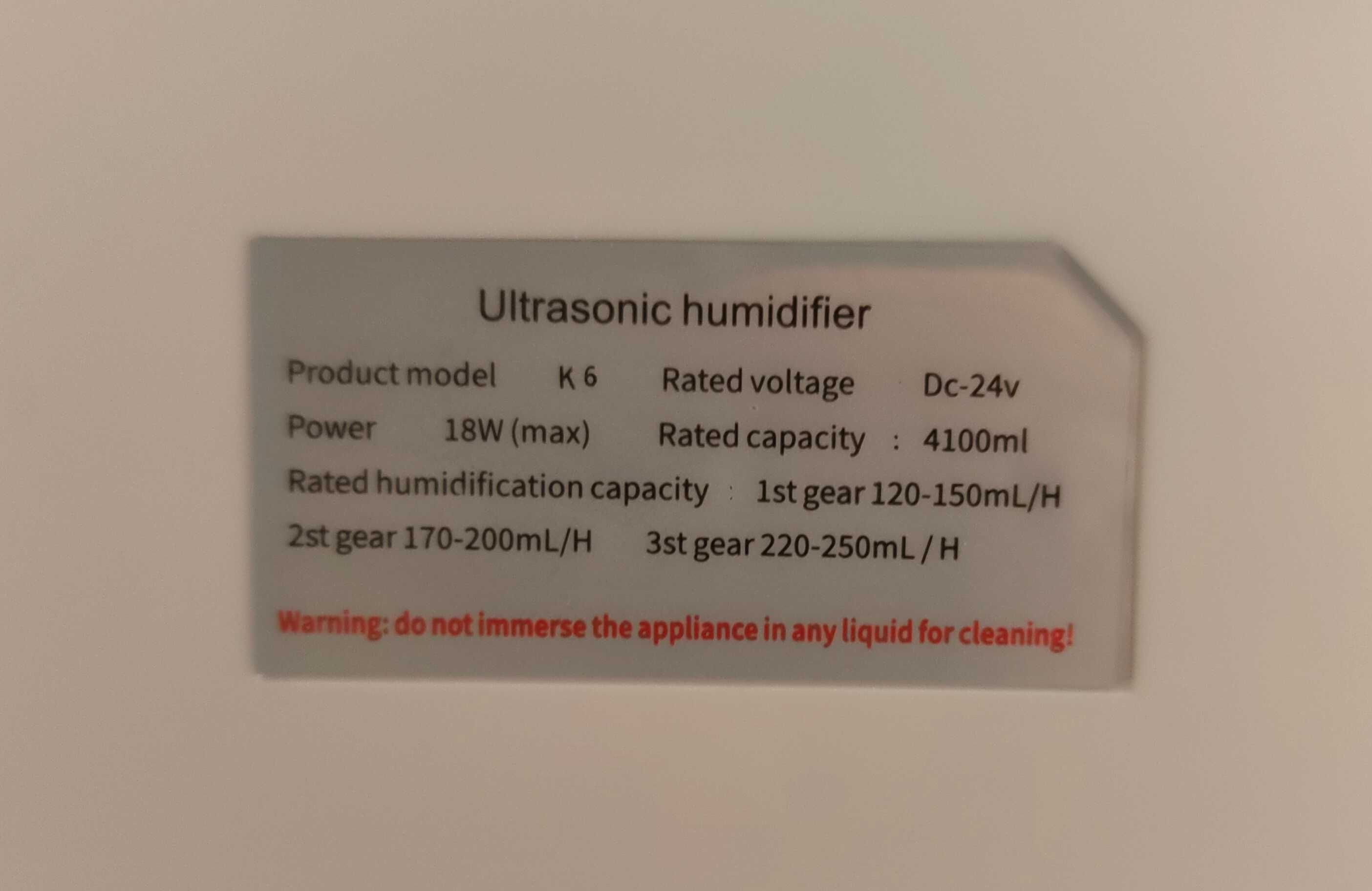 Увлажнитель Protech Ultrasonic humidifier k6