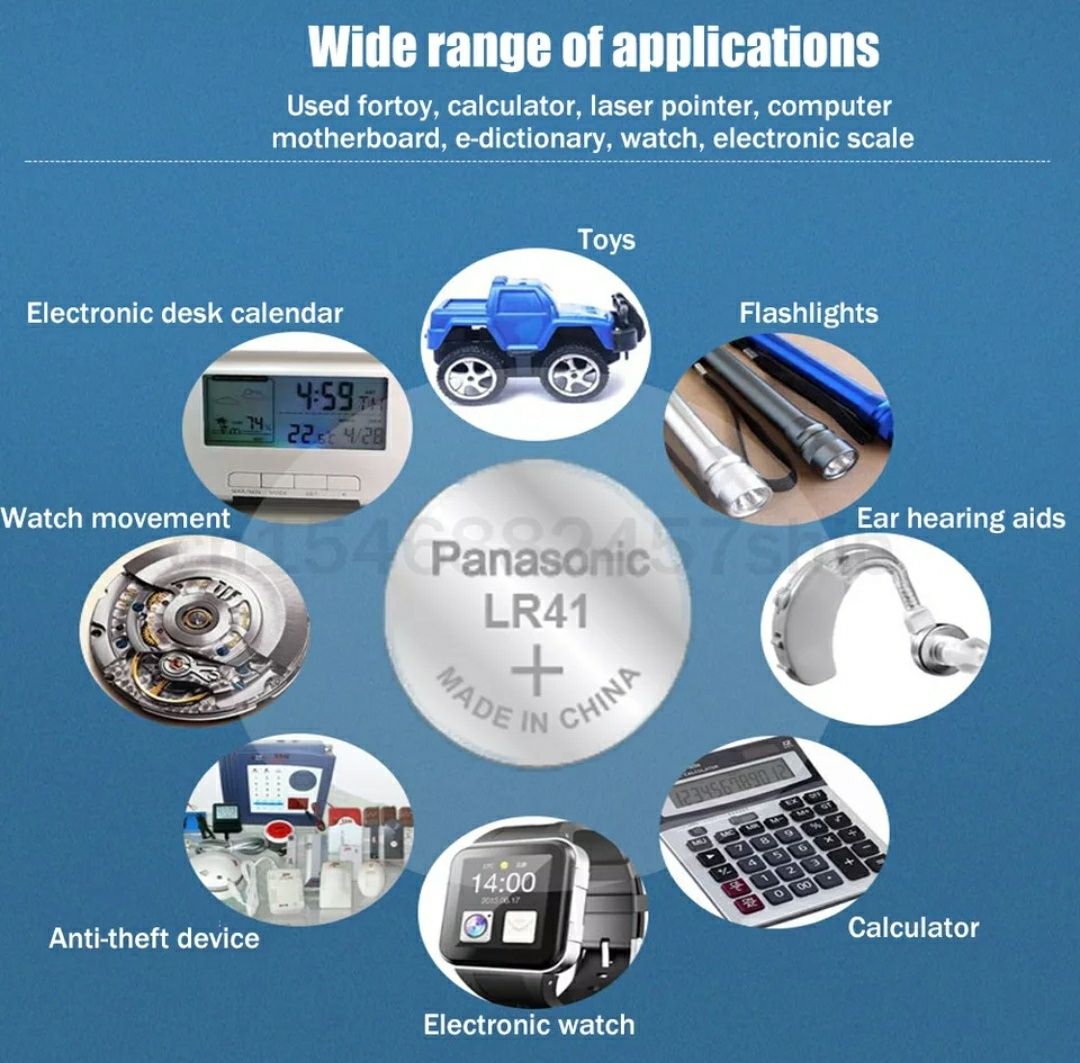 Батарейки Panasonic 10 шт LR41, SR41, 192, AG3, G3A, 92A, L736