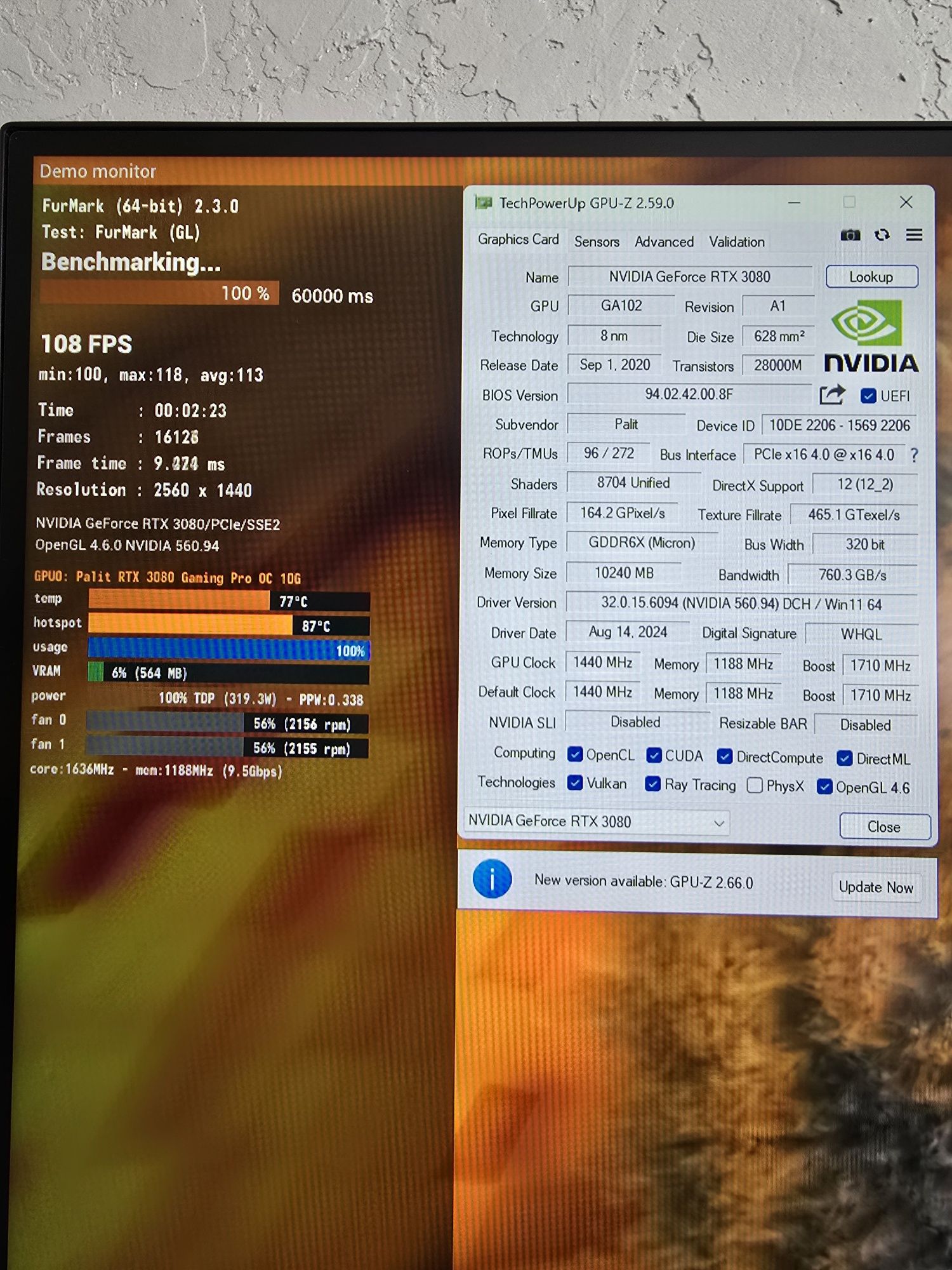 Продам мощную видеокарту RTX Palit GamingPro 3080/10гб/320бит