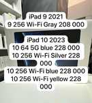 iPad 9 256gb wi fi, iPad10 64 gb wifi, iPad 10 256 5G iPad 10 256 wifi