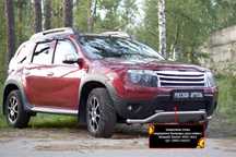 Renault Duster Защитная сетка решетки переднего бампера (дхо+обвес)