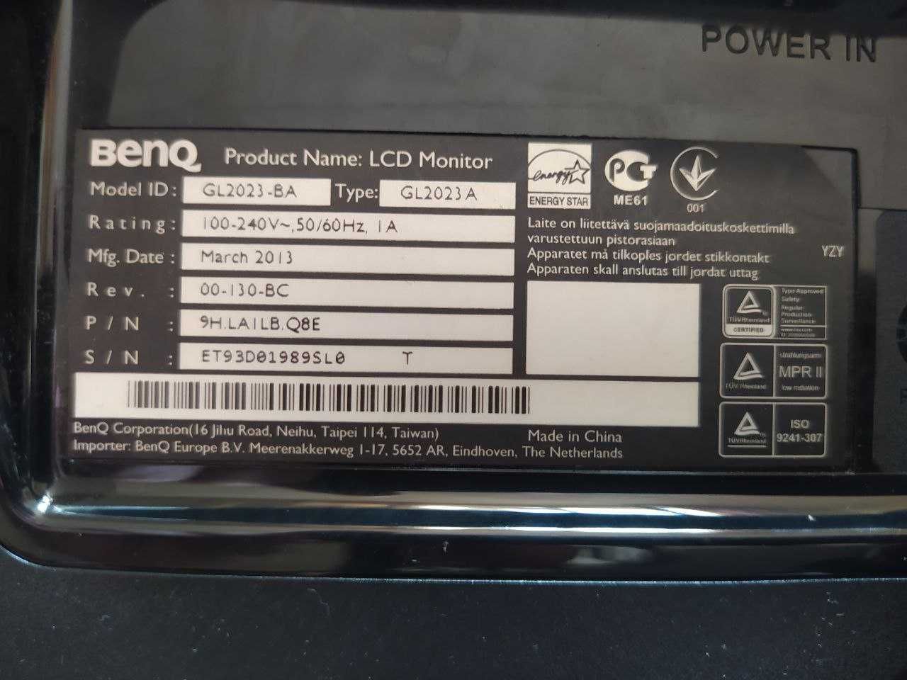 Монитор BenQ GL2023-BA (19.5 ", TN, HD+ 1600x900 (16:9))