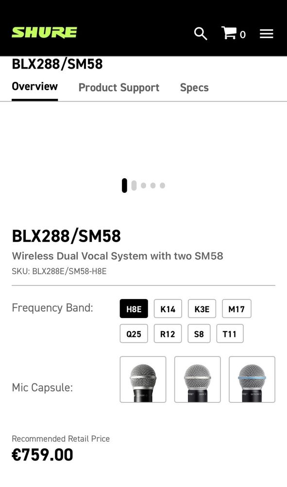 Беспроводная вокальная система wireless dual vocal system BLX288/SM58