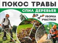 Покос травы, спил деревьев