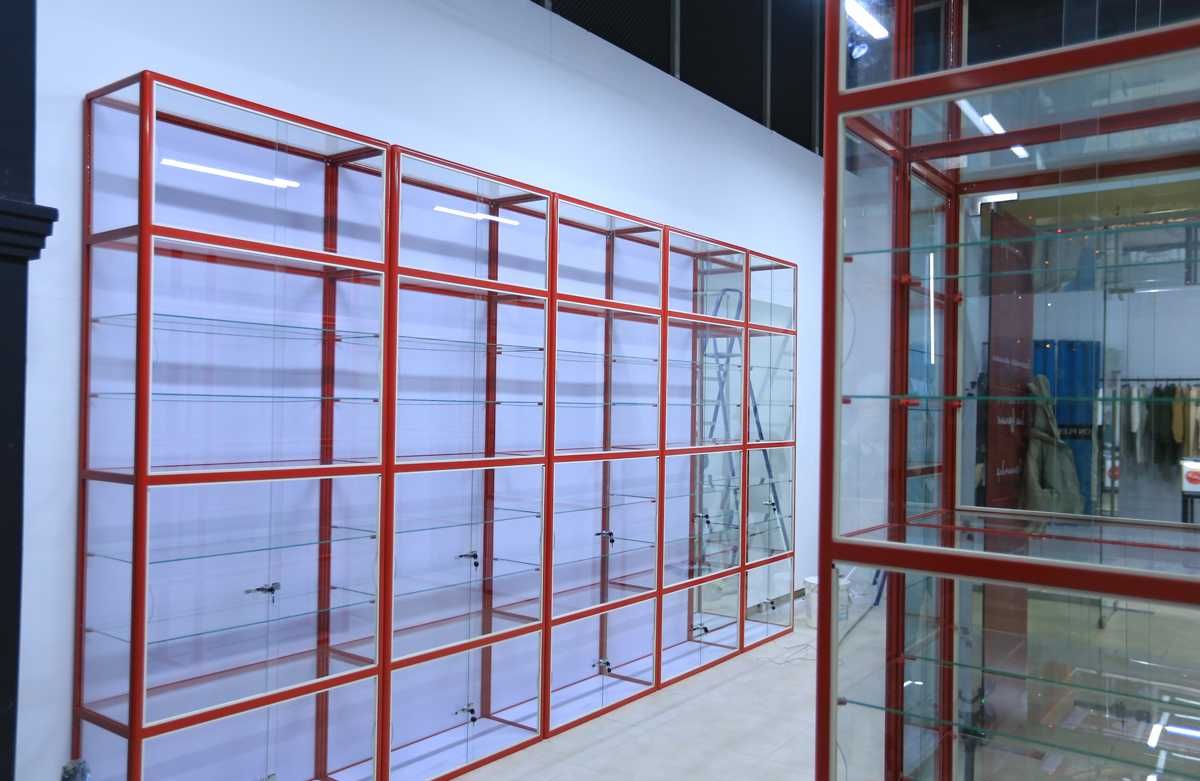Прилавок витрина стеклянная из профиля, оборудование для магазина asvp