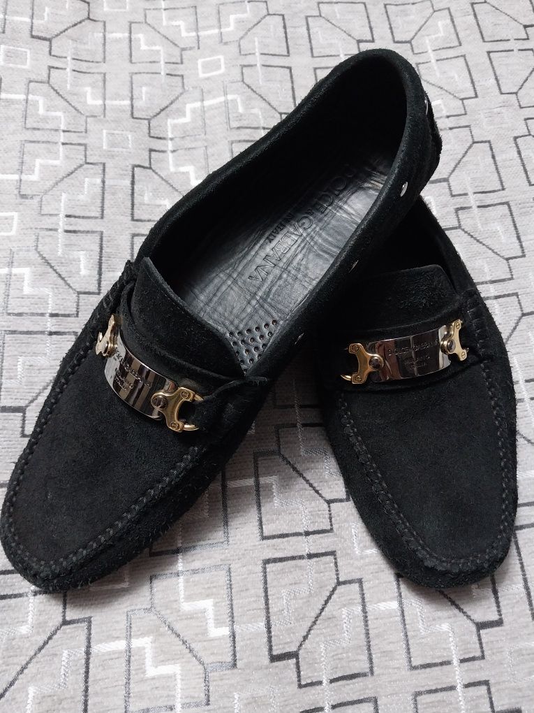 Мокасины DOLCE GABBANA. Чёрные  42р. ( замша) Мужские.