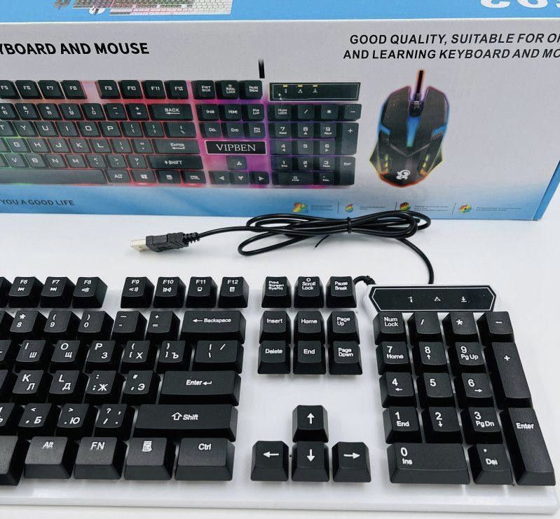 Игровая клавиатура Клавиатура с подсветкой+мышка 2в1