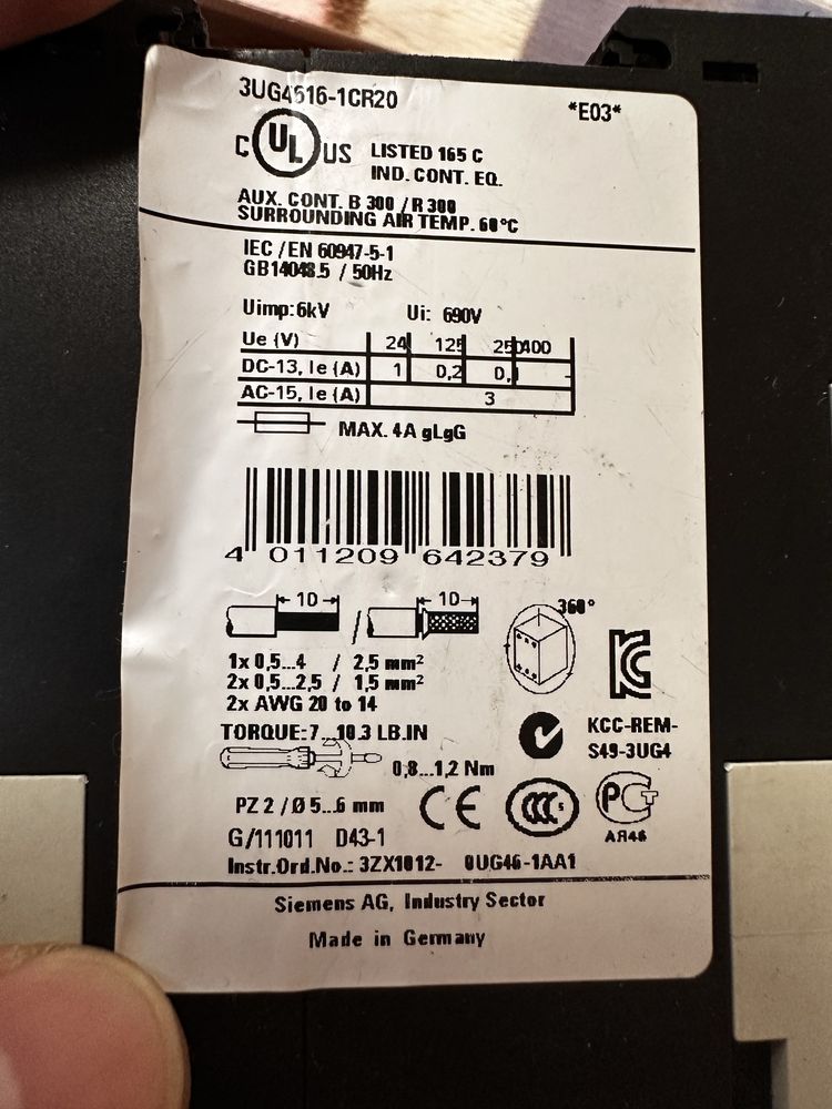 Реле контроля фаз Siemens 3UG4616-1CR20