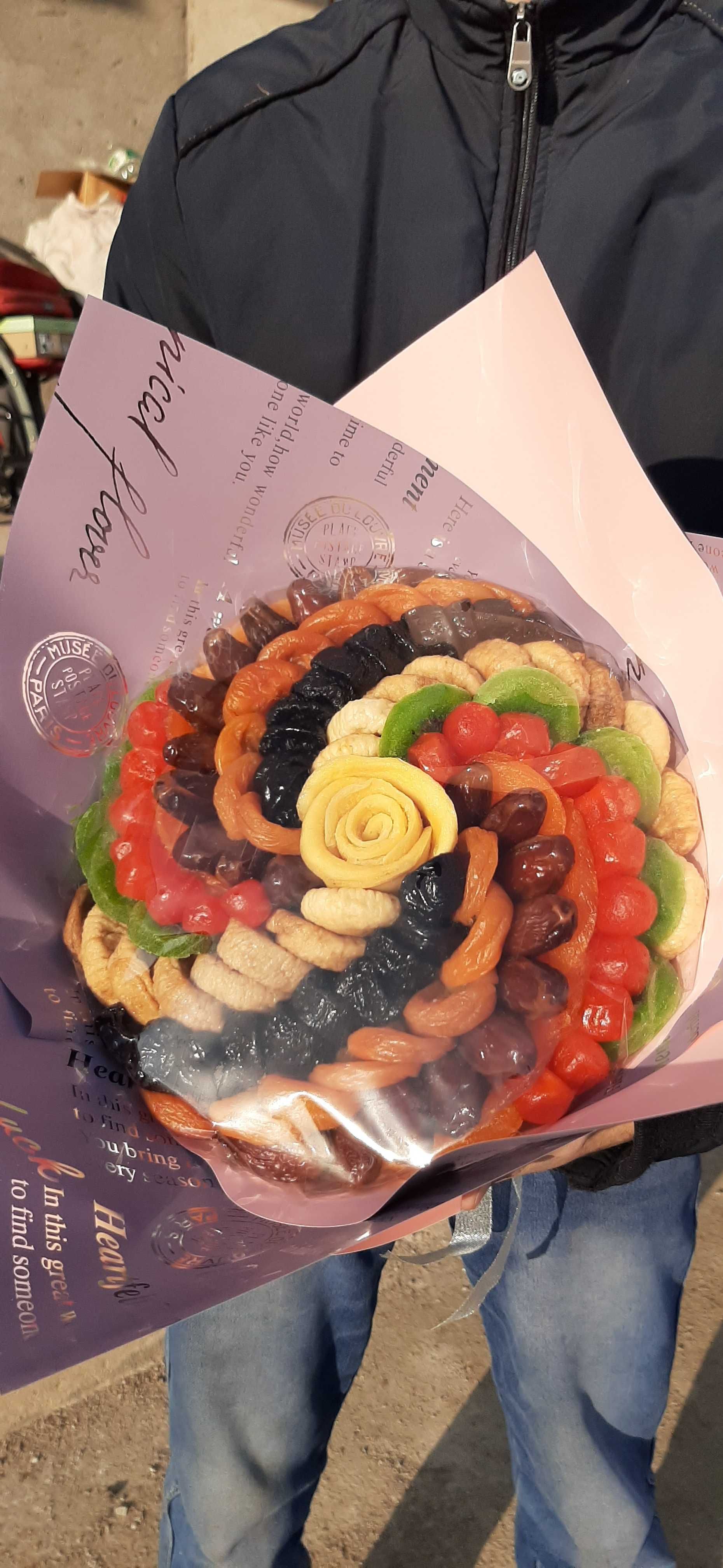 Букет и корзина из сухофруктов на любое мероприятие