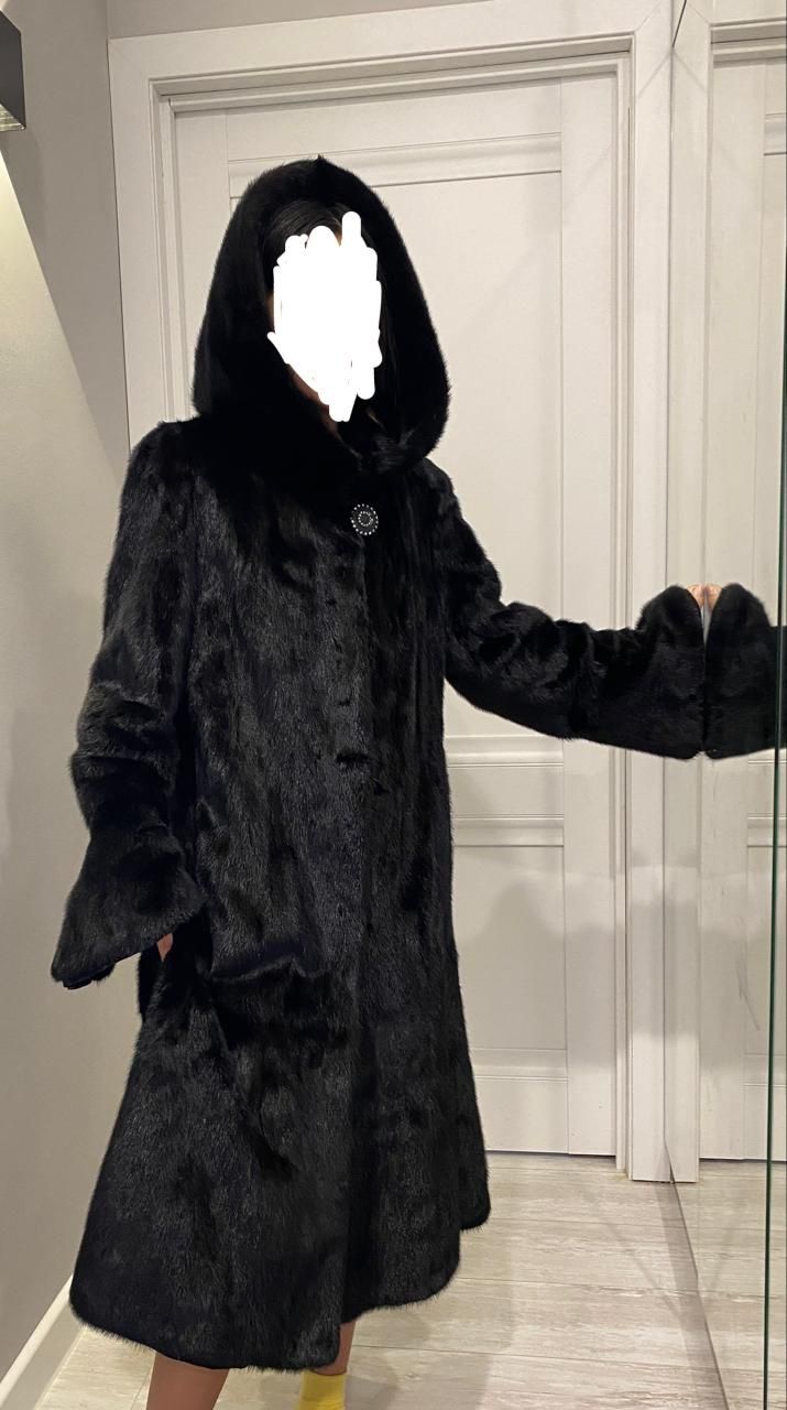 Норковая шуба черный жемчуг