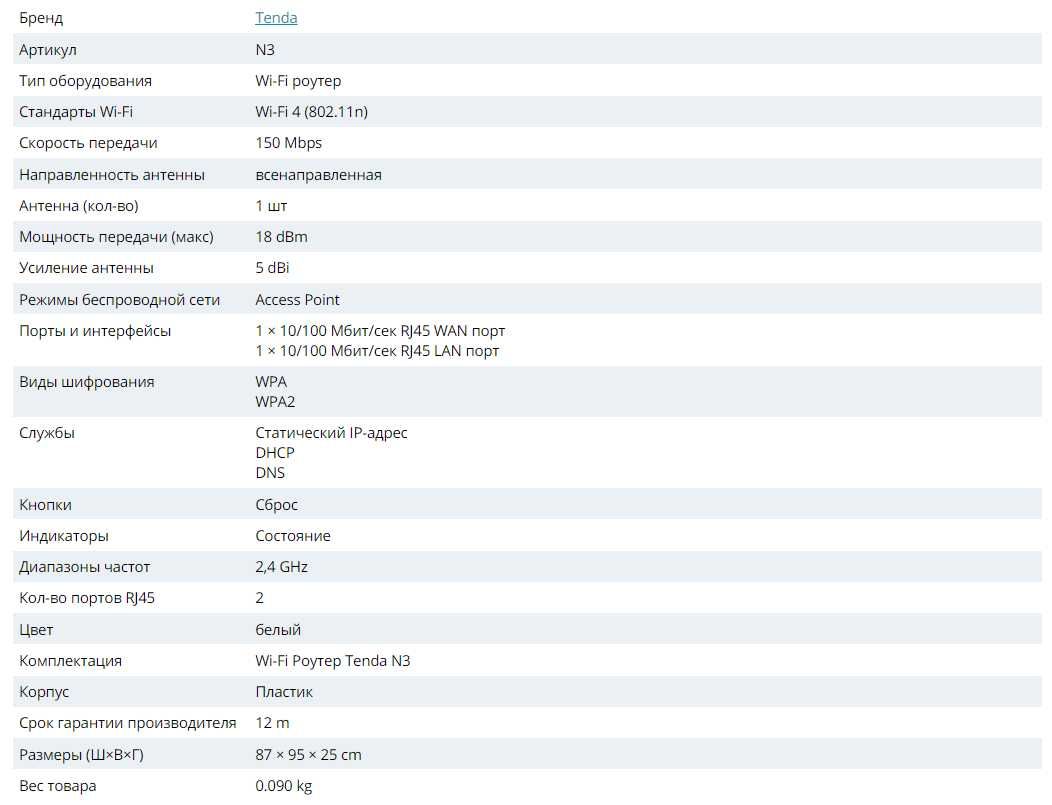 Wireless Router / Wi-Fi роутер TENDA N3 / 150Mbit