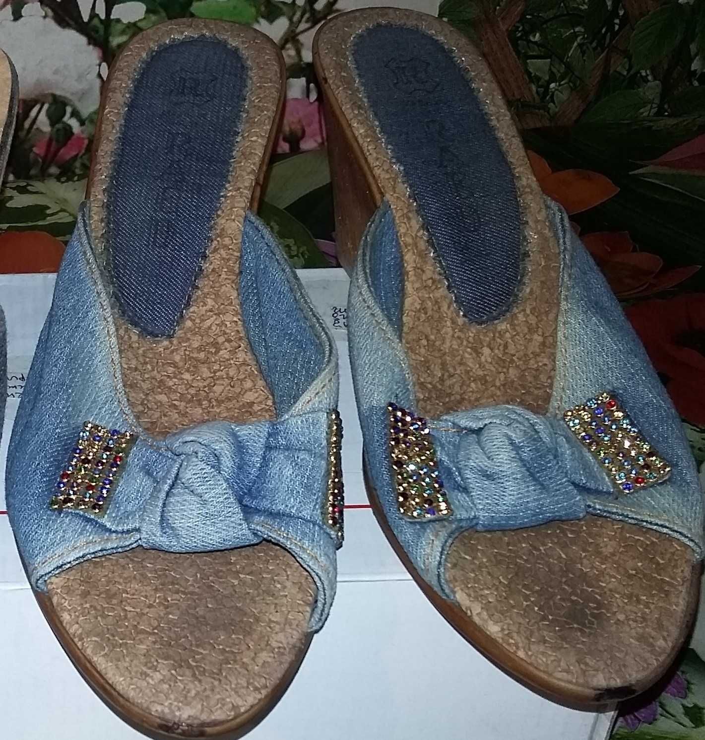 Босоножки шлепки джинсовые сирийские. НОВЫЕ. ДОСТАВКА яндексом.